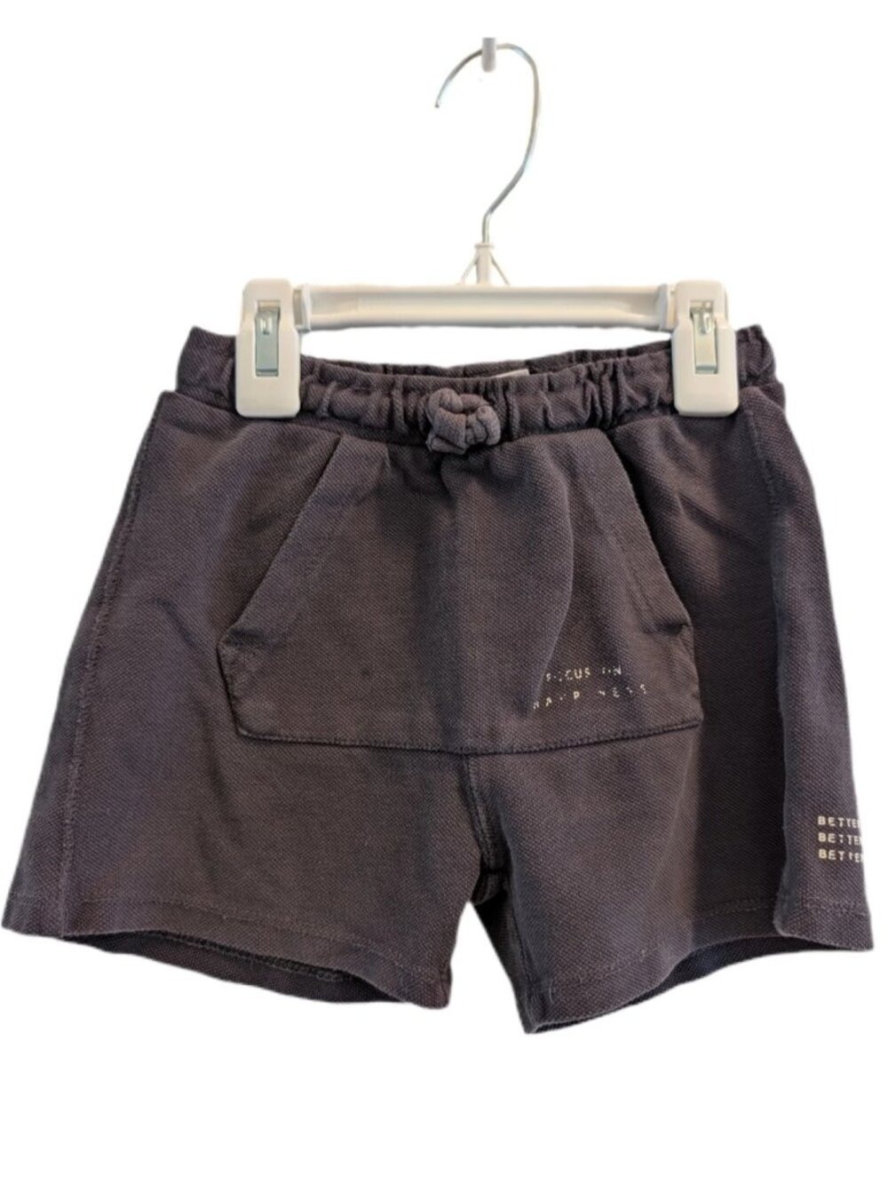 Zara 'Focus‎ on Happiness' Charcoal Textured Toddler Boys Shorts 3-4yrs